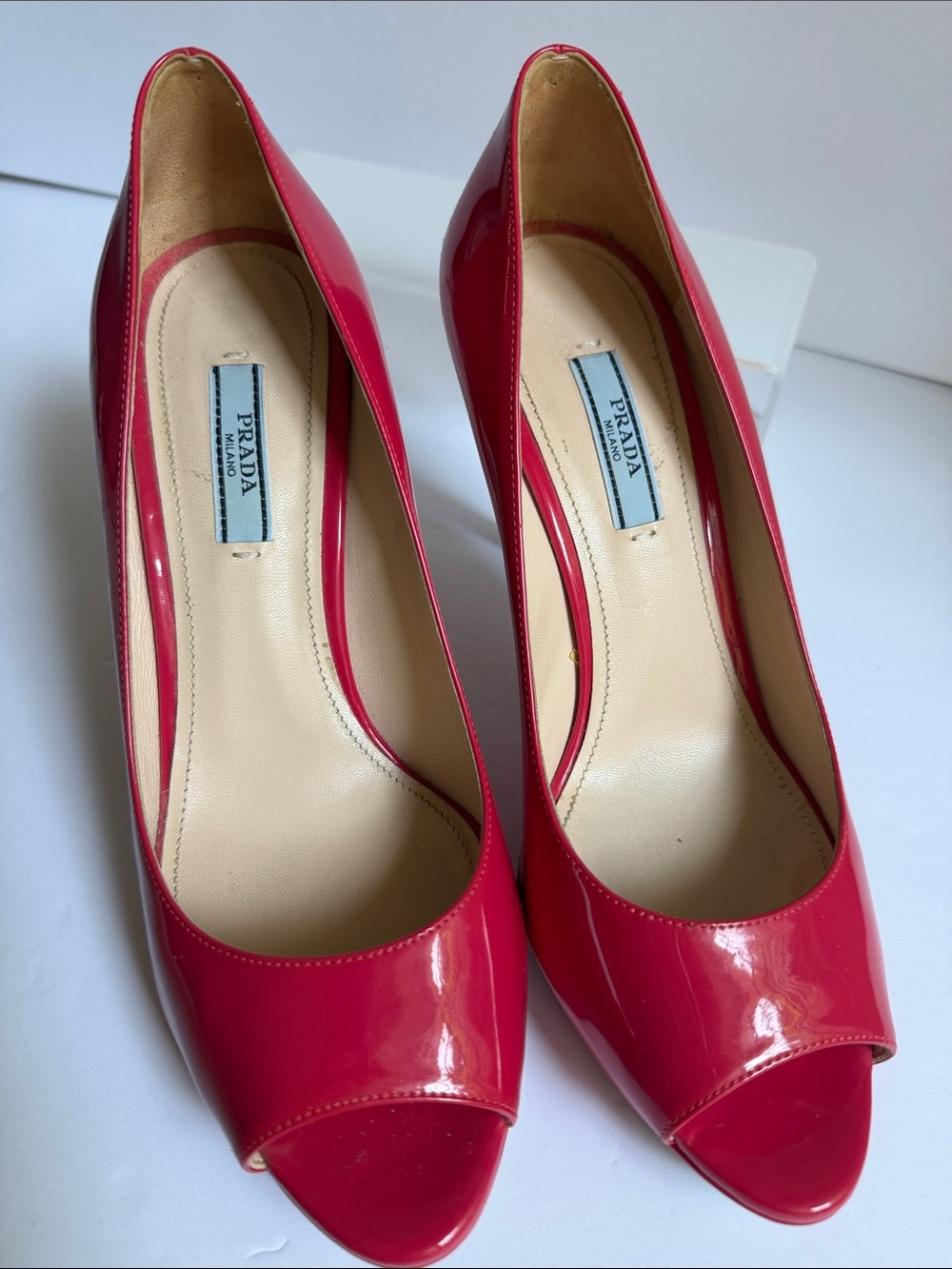 Prada Patent Leather Open-Toe Pumps in Hot Pink 8.5 - Picture 2 of 12